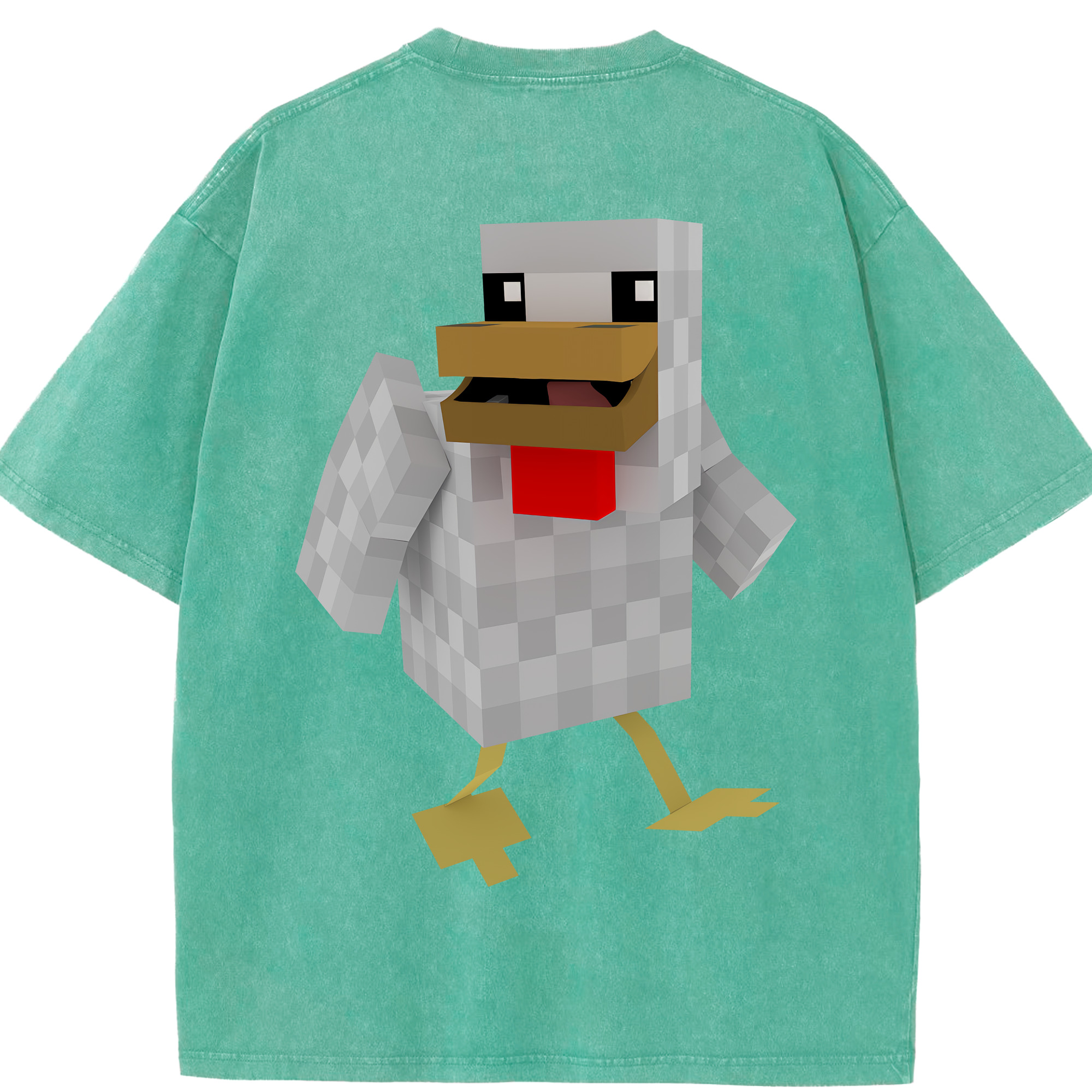 （画像用） マインクラフト ブロックの世界 Minecraft MC Block world 綿100% ヴィンテージ風 半袖Tシャツ（背面プリント）